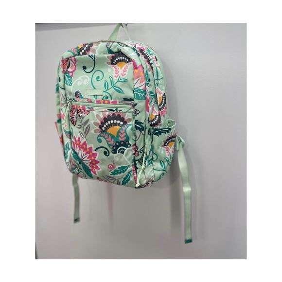 Vera Bradley Lighten Up Grand Laptop‎ Backpack Mint Green Pink Flowers Snail - Picture 2 of 9